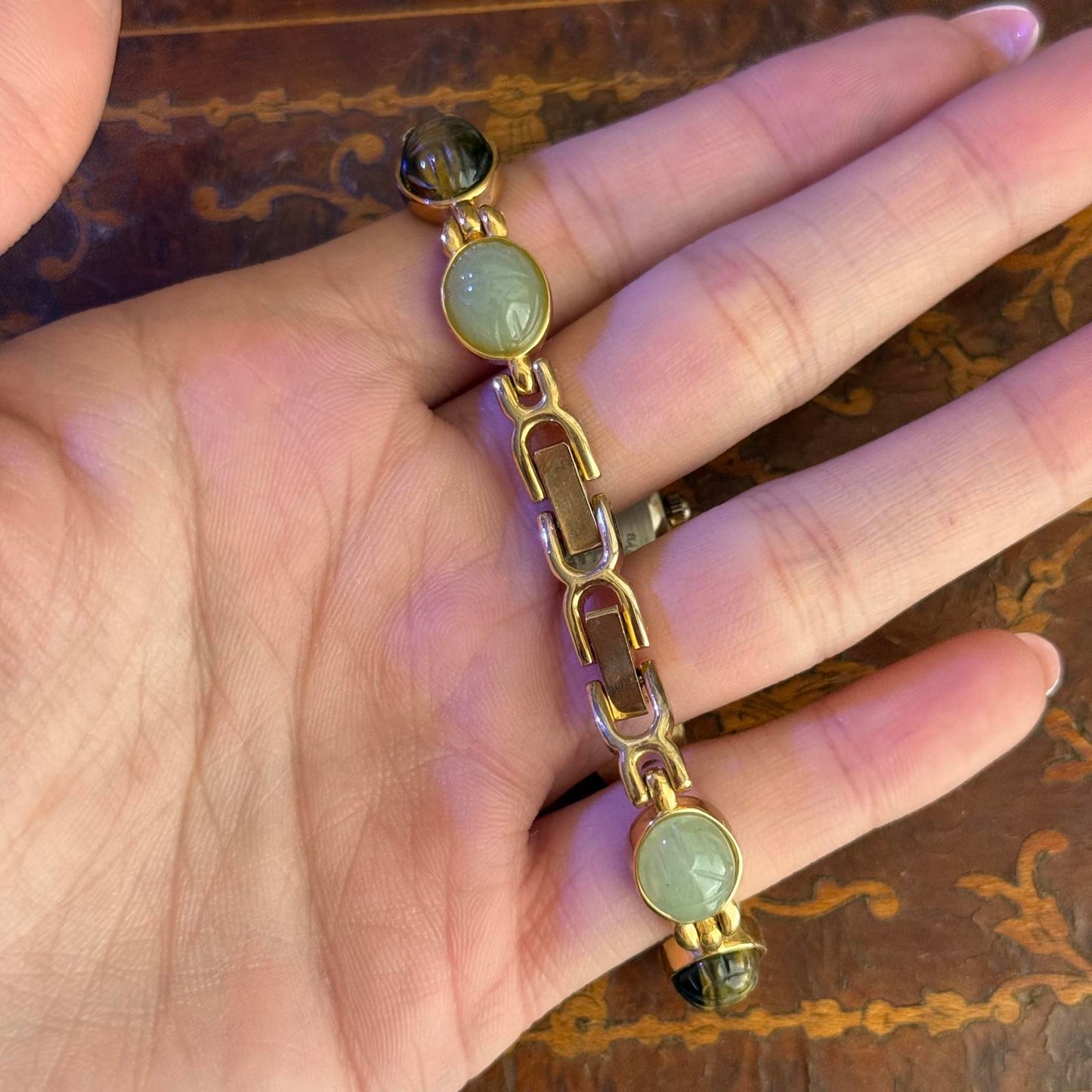 Peck & Peck Scarab Gemstone Bracelet Oval Quartz