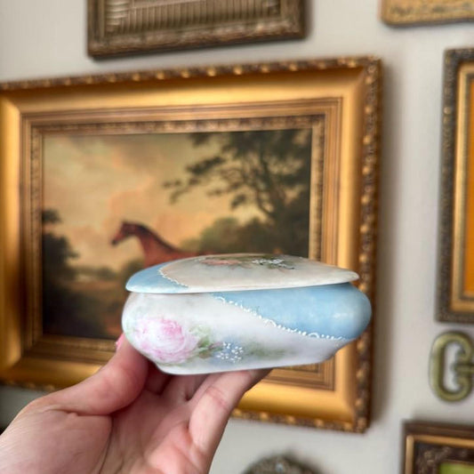 Vintage Ceramic Hand-Painted Floral Trinket Dish