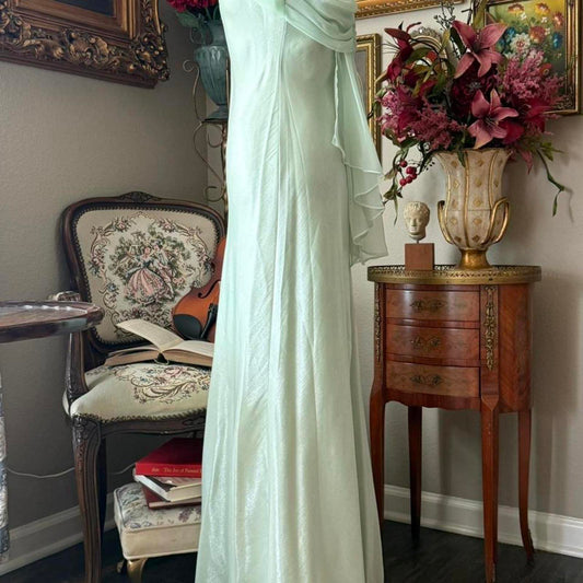 Vintage Dollar Mint green silk maxi dress