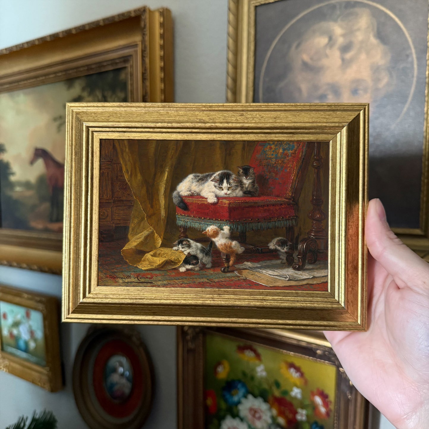 Vintage Style Kitties Playing Art Print gallery wall