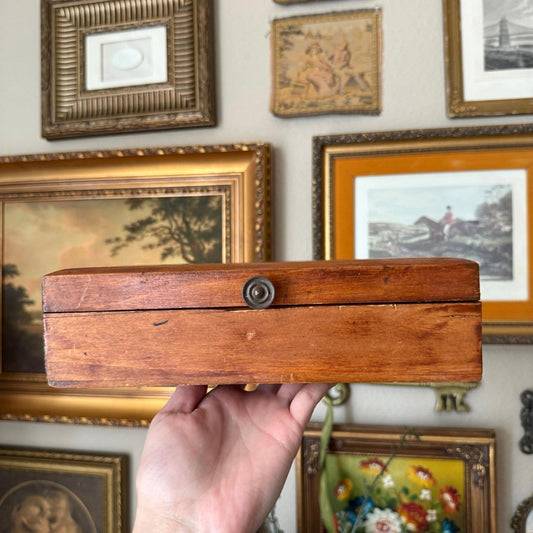 Vintage Wooden Box with metal hardware
