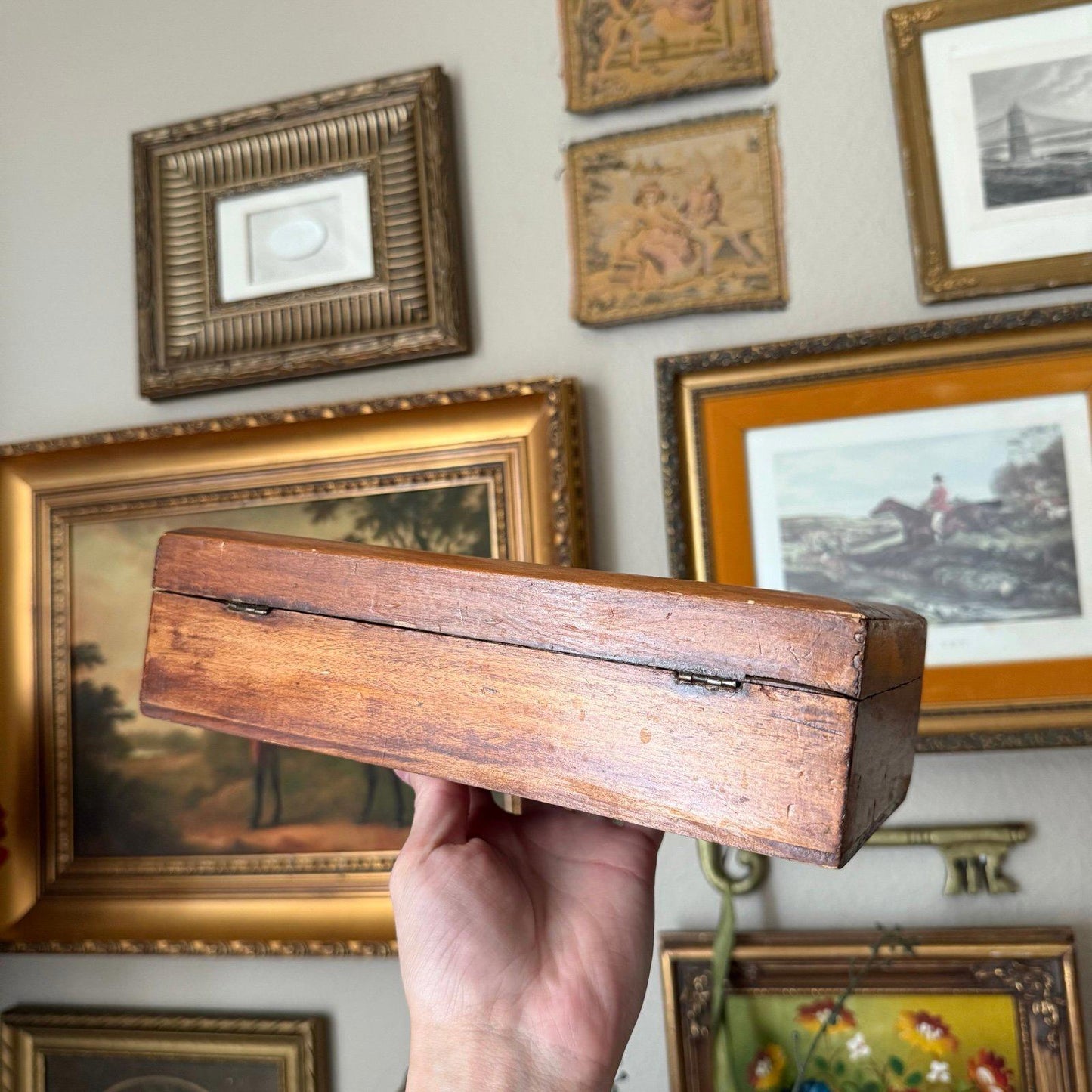 Vintage Wooden Box with metal hardware