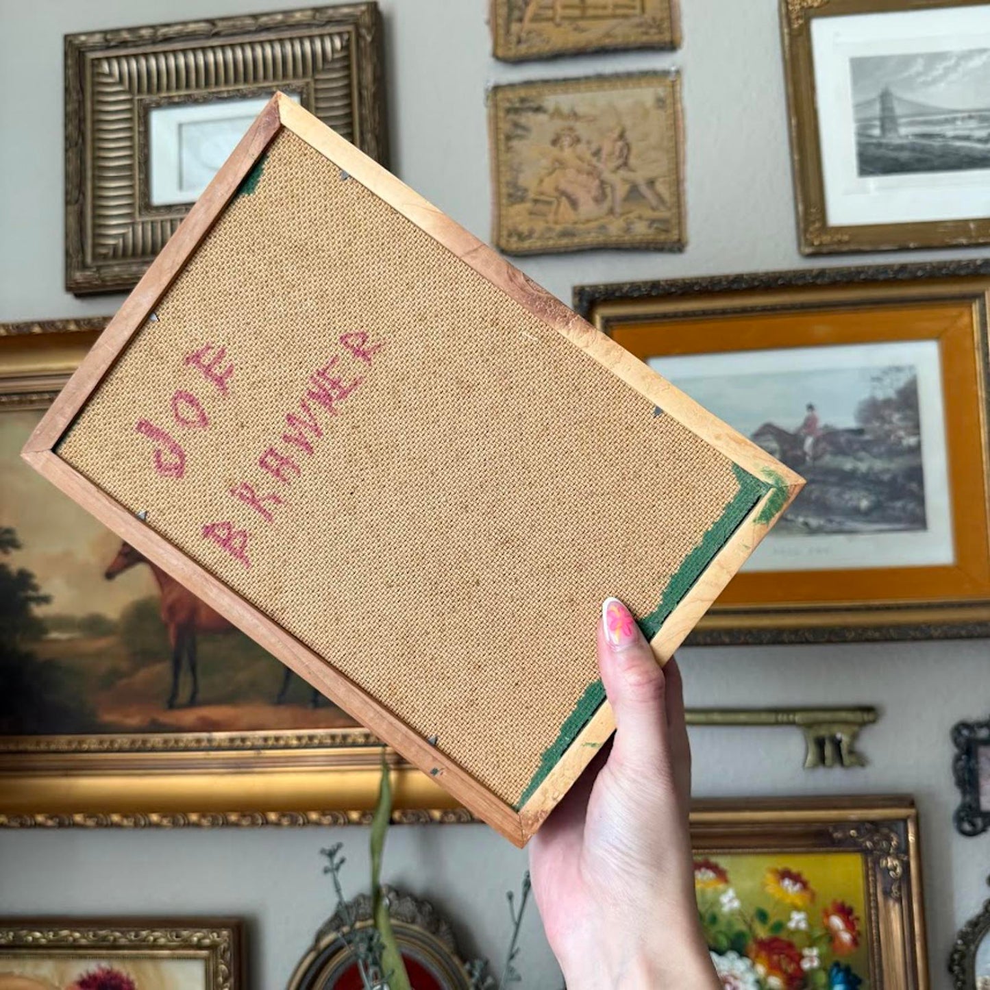 Vintage Handmade Wooden Tile Box