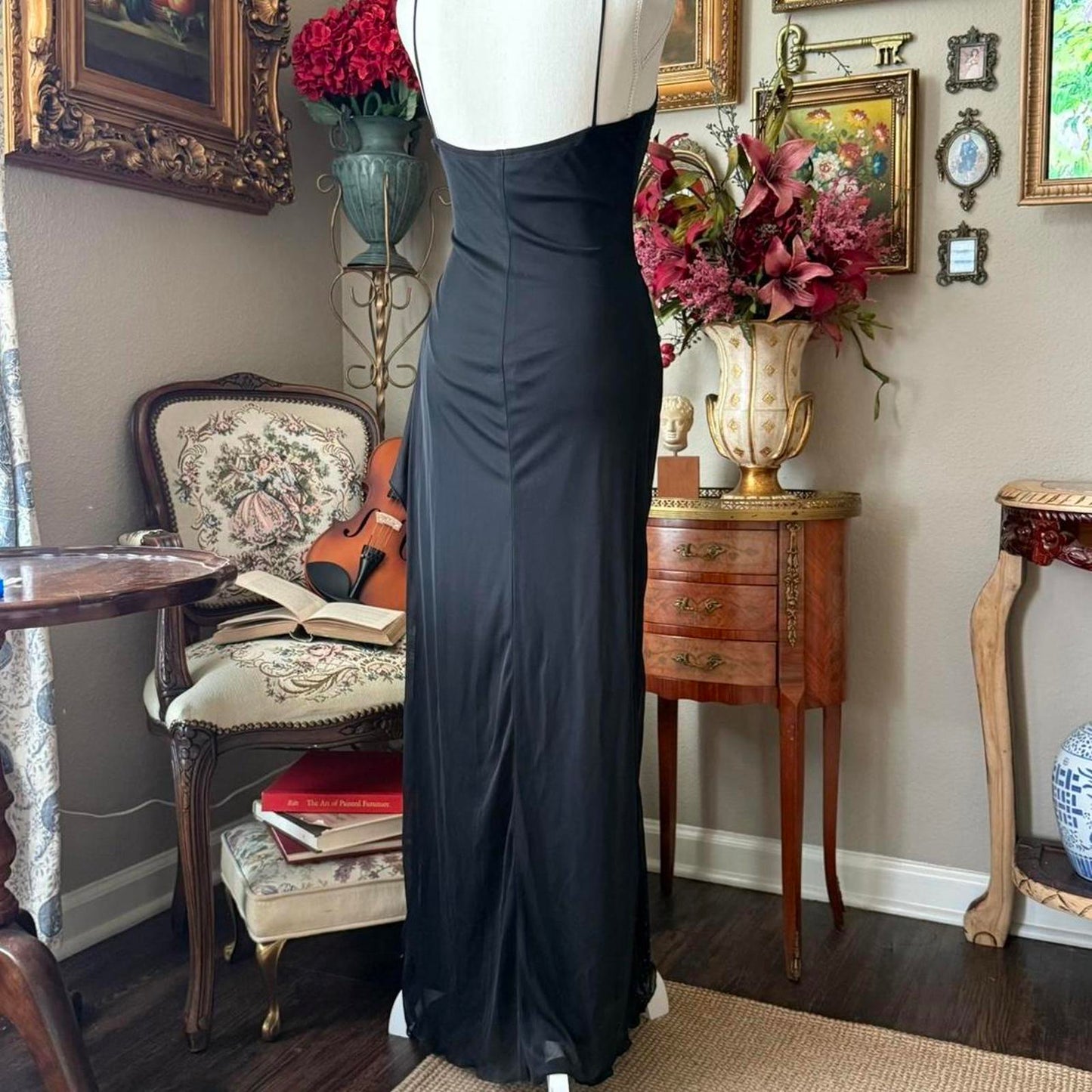 Rampage Black beaded maxi dress with adjustable straps
