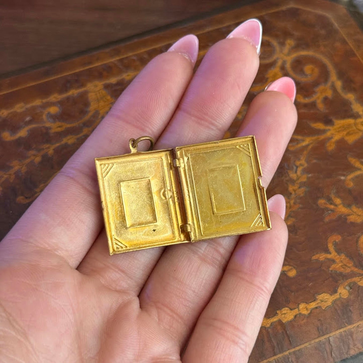 Vintage Gold Tone Book Locket Pendant