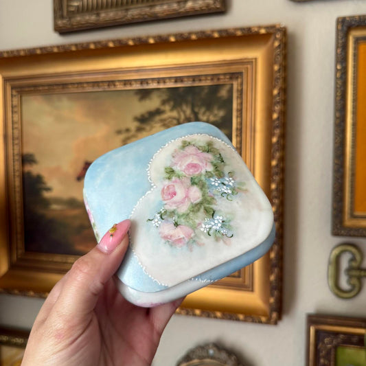 Vintage Ceramic Hand-Painted Floral Trinket Dish