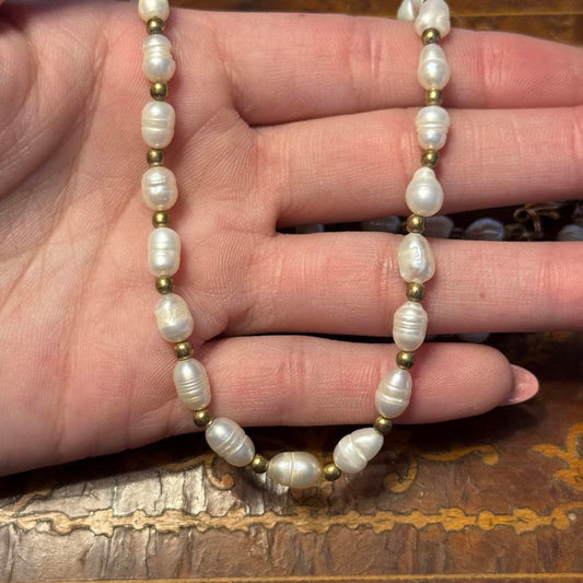 Vintage Culture Freshwater pearls with gold beads necklace