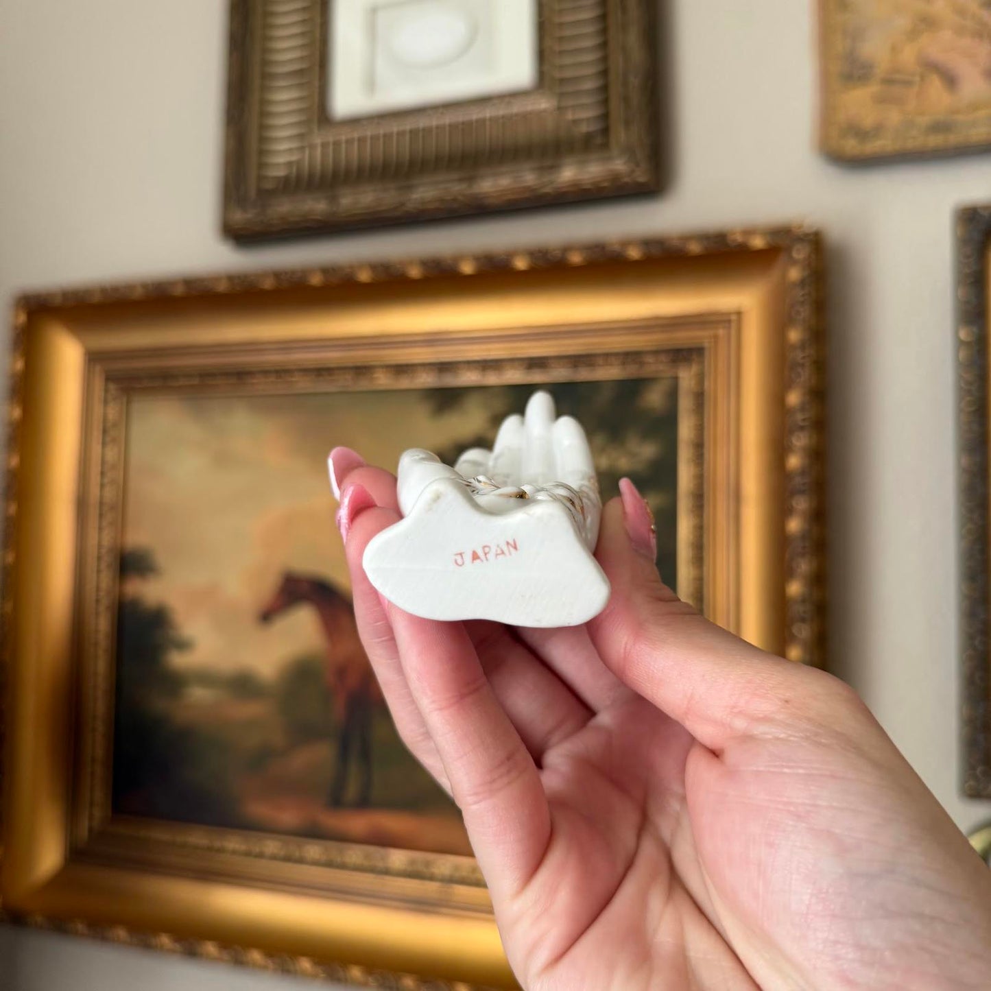 Vintage Milk Glass Open Hand Trinket Dish