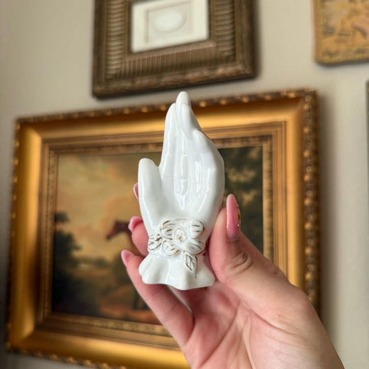 Vintage Milk Glass Open Hand Trinket Dish