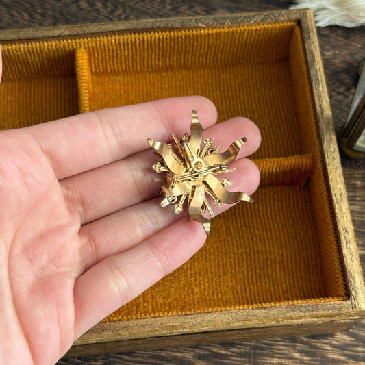 Vintage Rhinestone Starburst Sun Shaped Brooch Gold Tone brooch & pendant