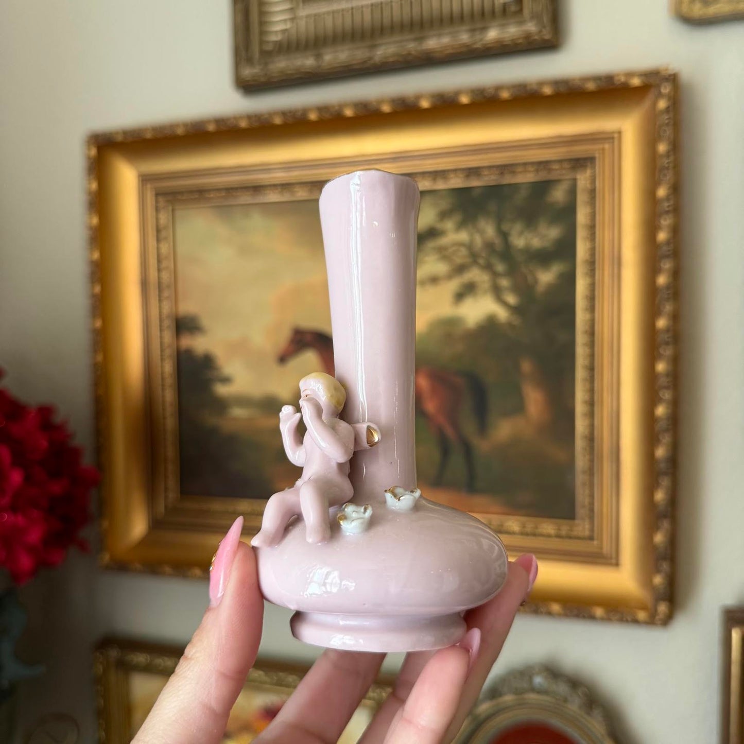 Vintage Purple Cherub Vase