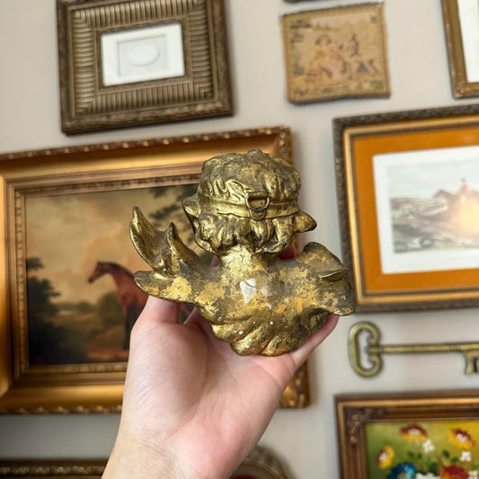 Vintage Plaster Cherub Figurine