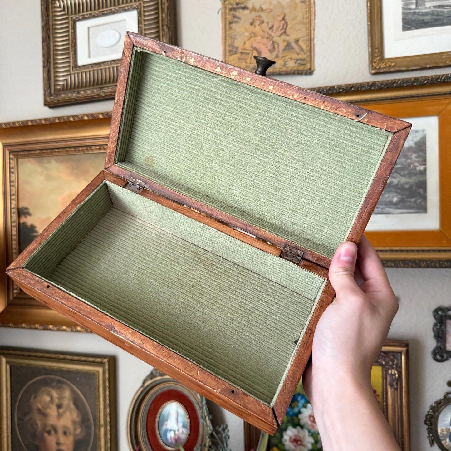 Vintage Wooden Box with metal hardware