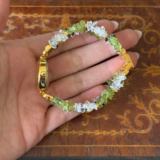 Vintage Avon Colorful Green and gold tone Watch