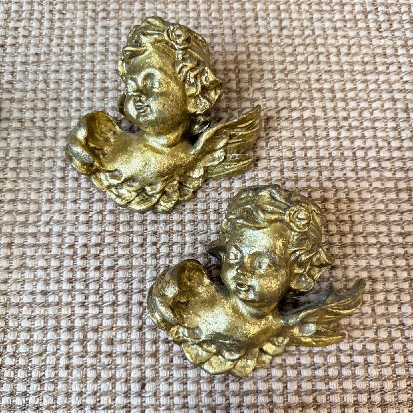 Vintage Plaster Cherub Figurine