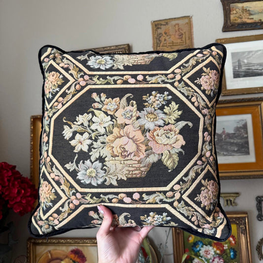 Vintage Floral Tapestry Pillow