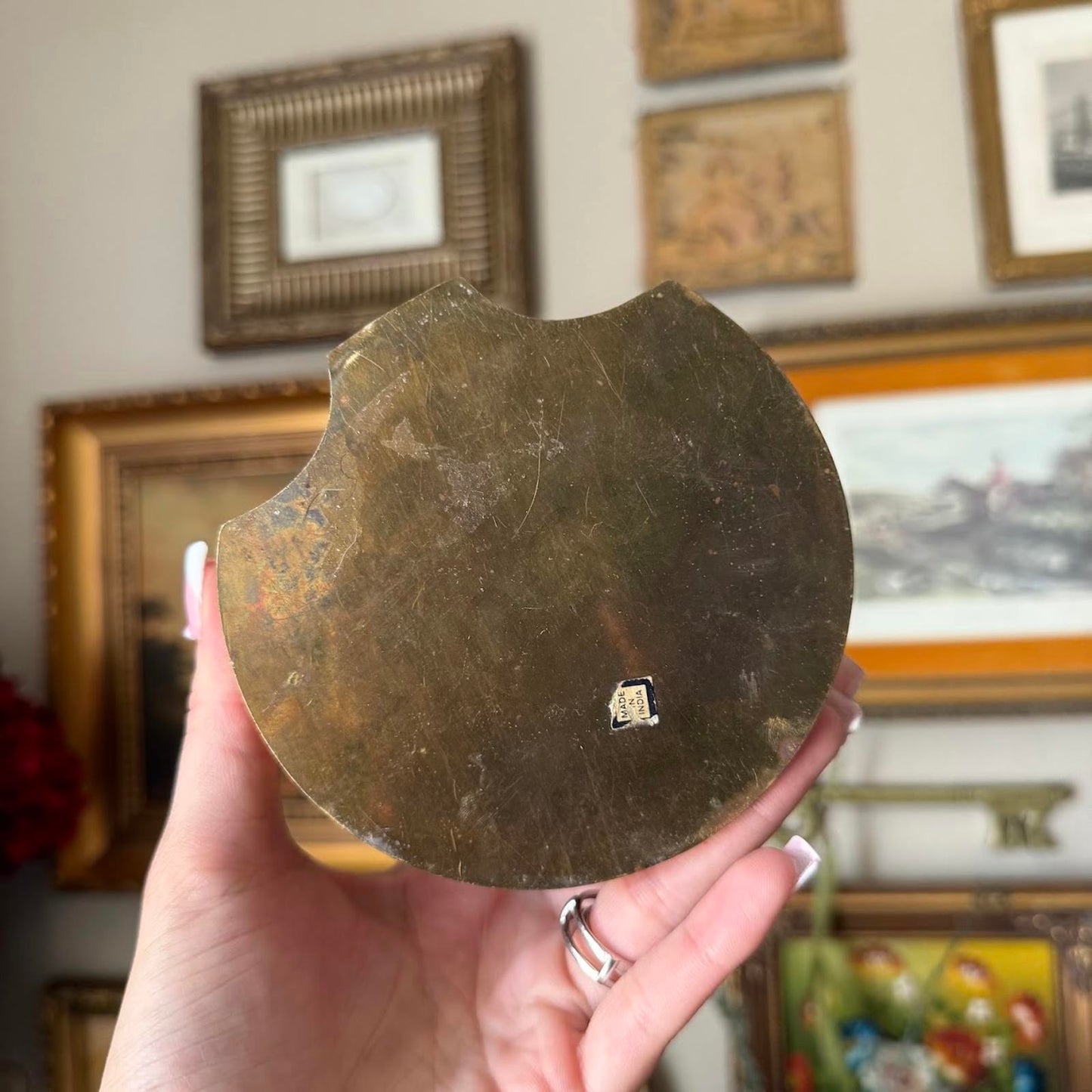 Vintage Brass Shell Trinket Box