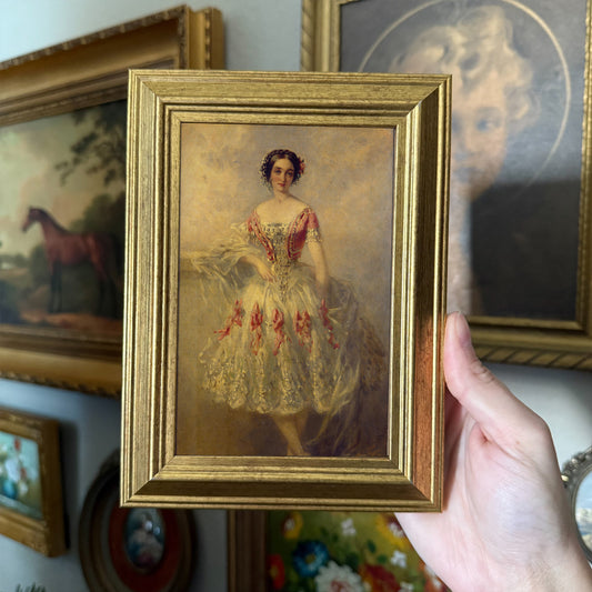 Vintage Inspired Girl in a fancy Dress painting art Print Gallery wall