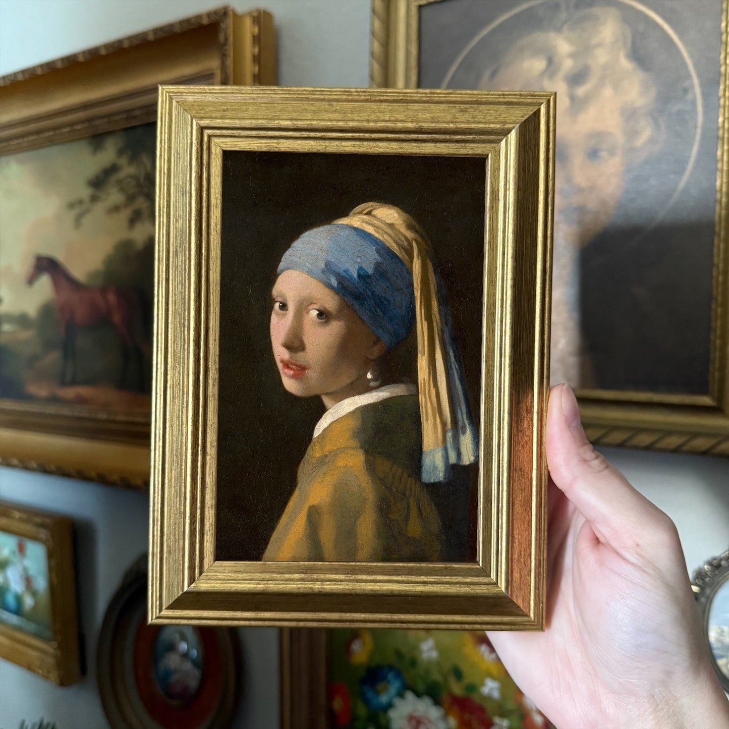 Vintage Style Girl With The Pearl Earring painting Art Print gallery wall
