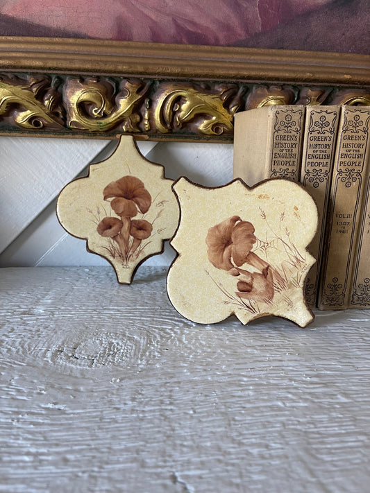 Vintage floral ceramic tile wall art