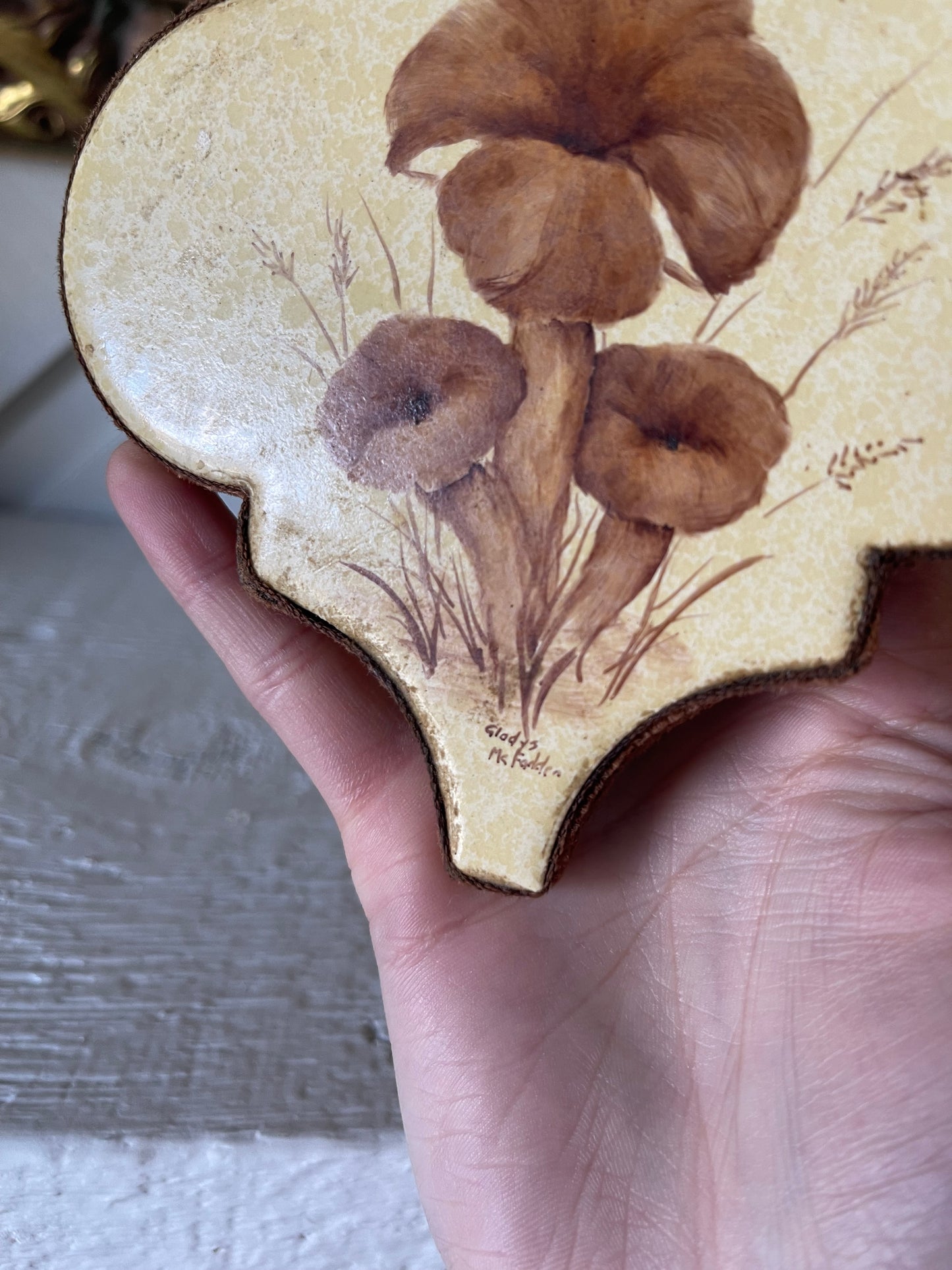 Vintage floral ceramic tile wall art