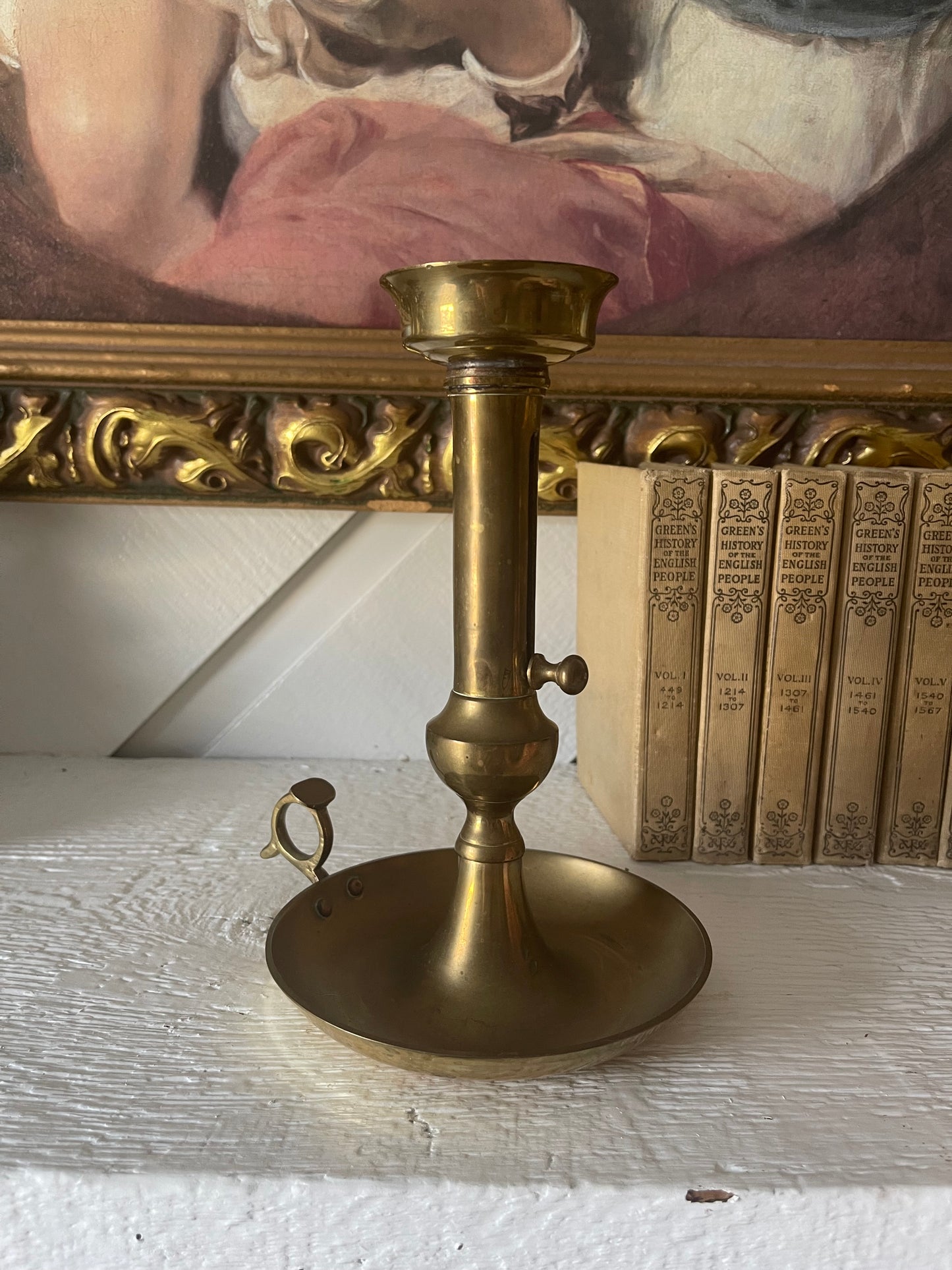 Vintage Brass Chamberstick Candle Holder