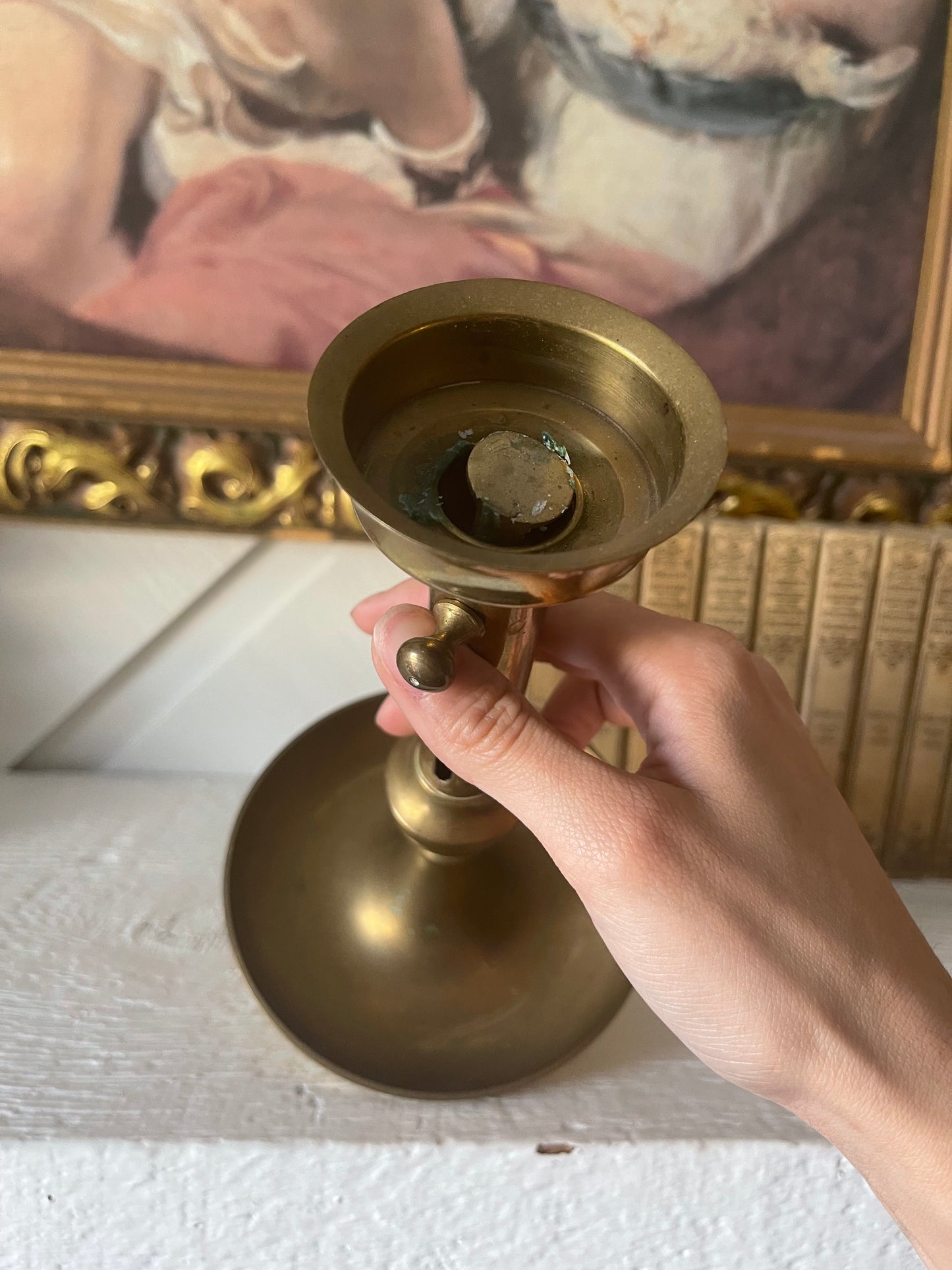 Vintage Brass Chamberstick Candle Holder