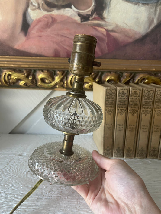 Hobnail Crystal Glass Lamp
