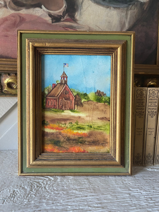 Vintage school landscaping scene art