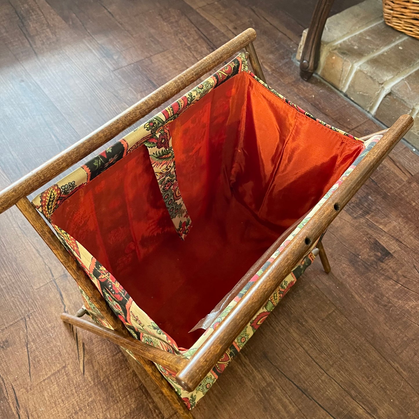 Vintage Knitting Bag with Wooden Stand