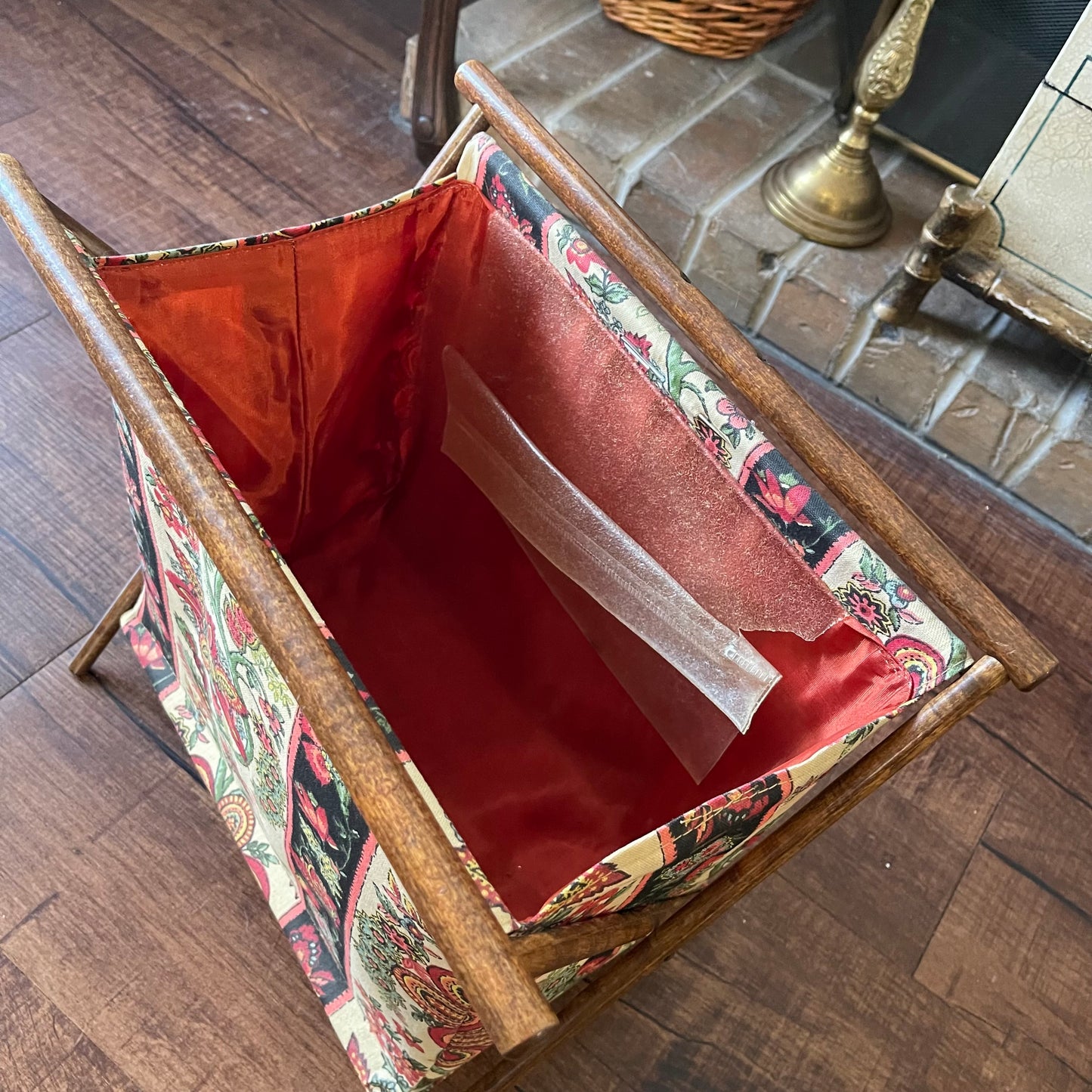 Vintage Knitting Bag with Wooden Stand