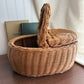 Wicker basket with Leather hinges two seperate sides