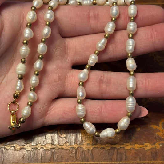 Vintage Culture Freshwater pearls with gold beads necklace