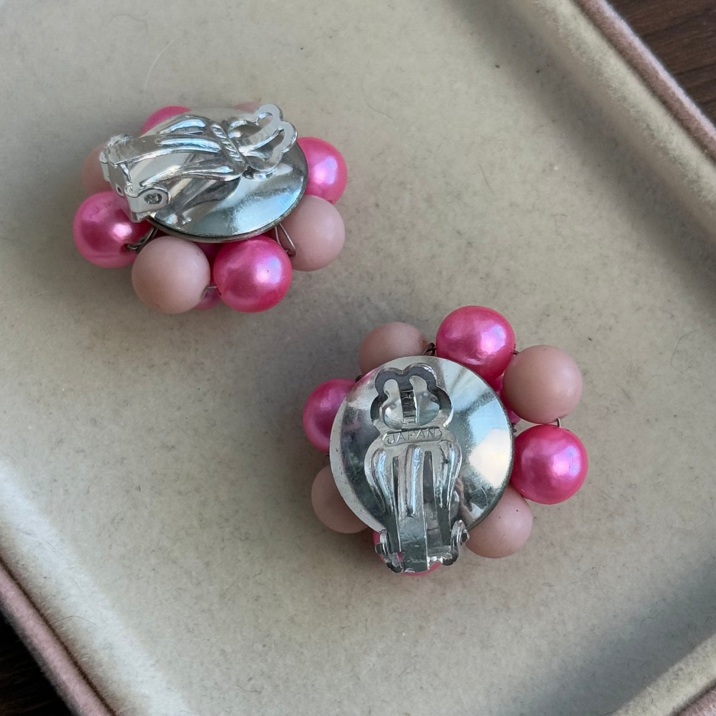 Vintage Faux Pearls Clip On Earrings Japan