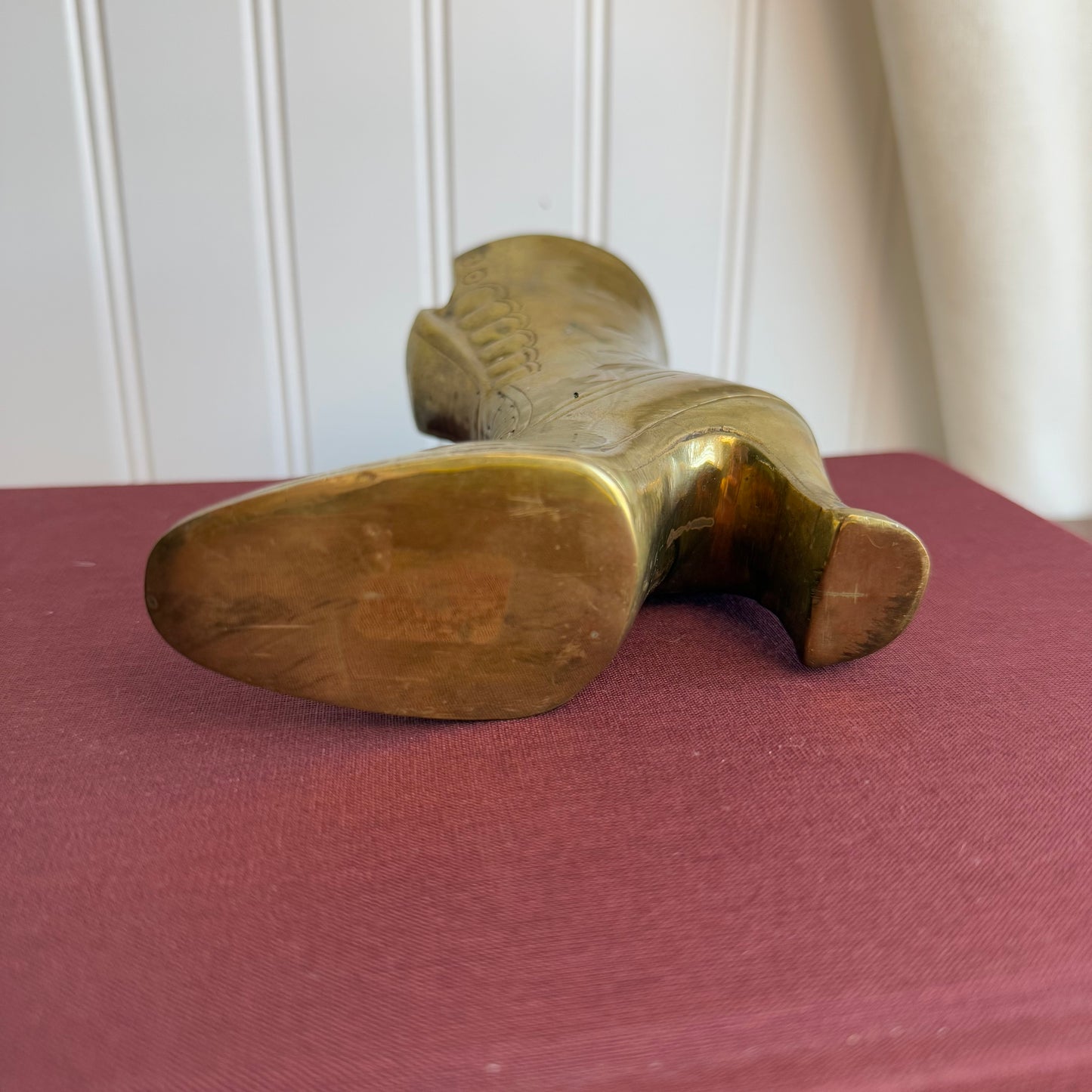 Victorian Gold Metal Brass Shoe with lace details