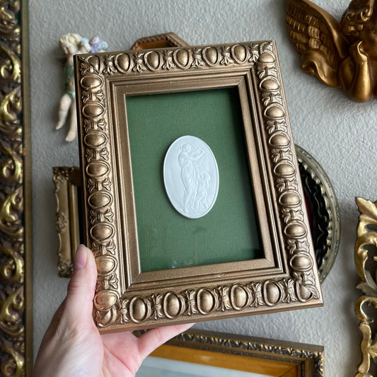 Vintage Style Framed Intaglio in green background