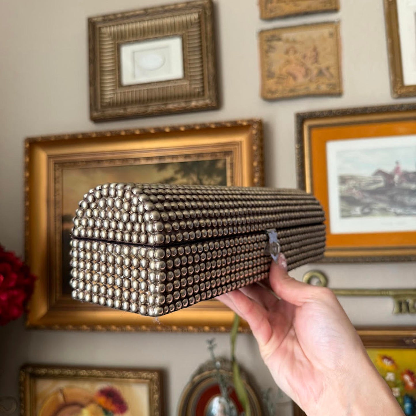 Vintage Beaded Storage Chest