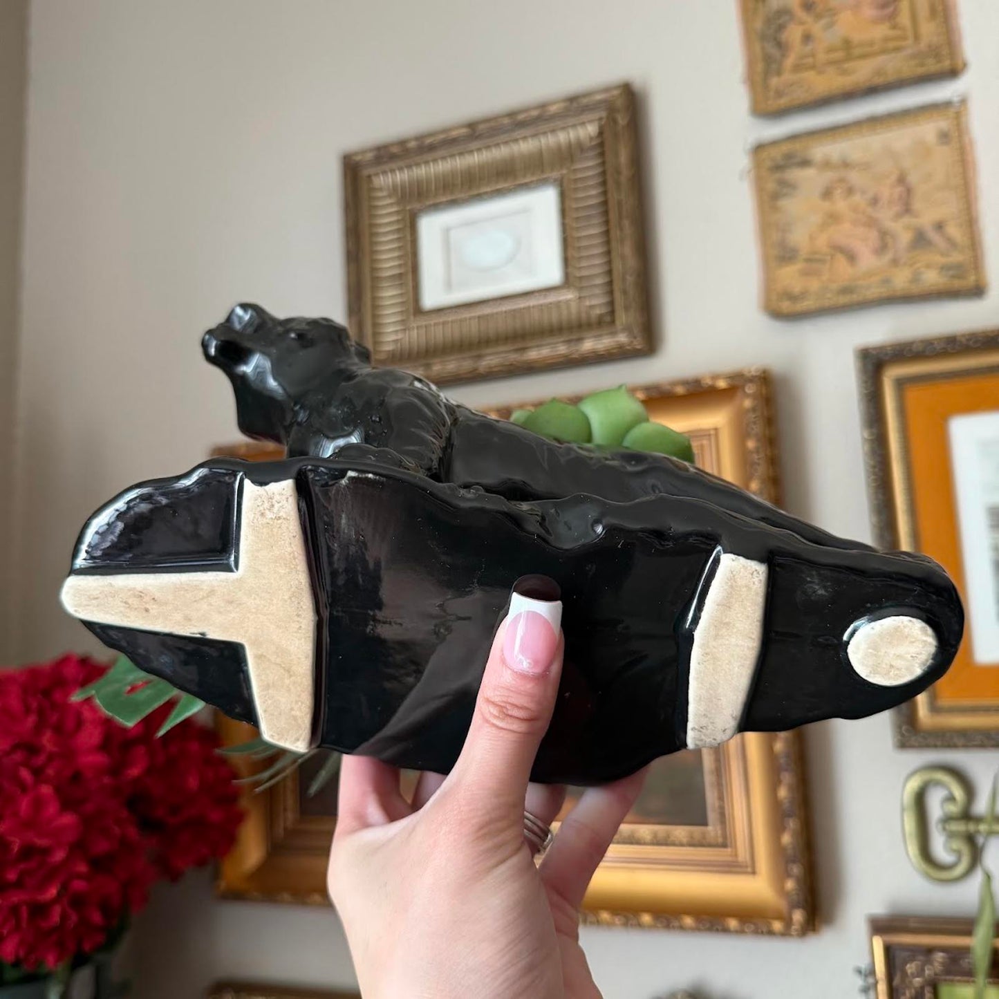 Vintage Black Panther Ceramic Planter
