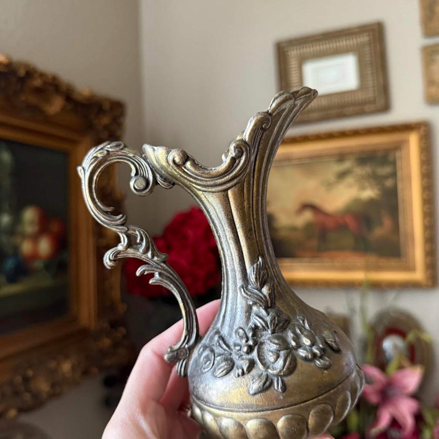 Vintage Italian Brass Ewer Vase