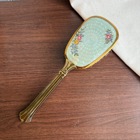 Vintage Blue Gold tone Brush