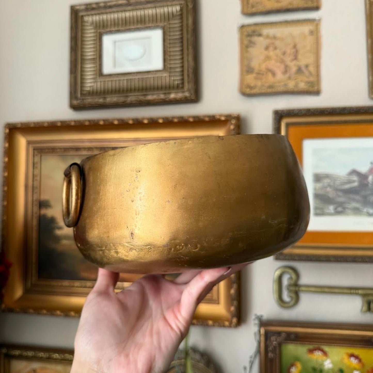 Vintage Copper Bowl with Handles