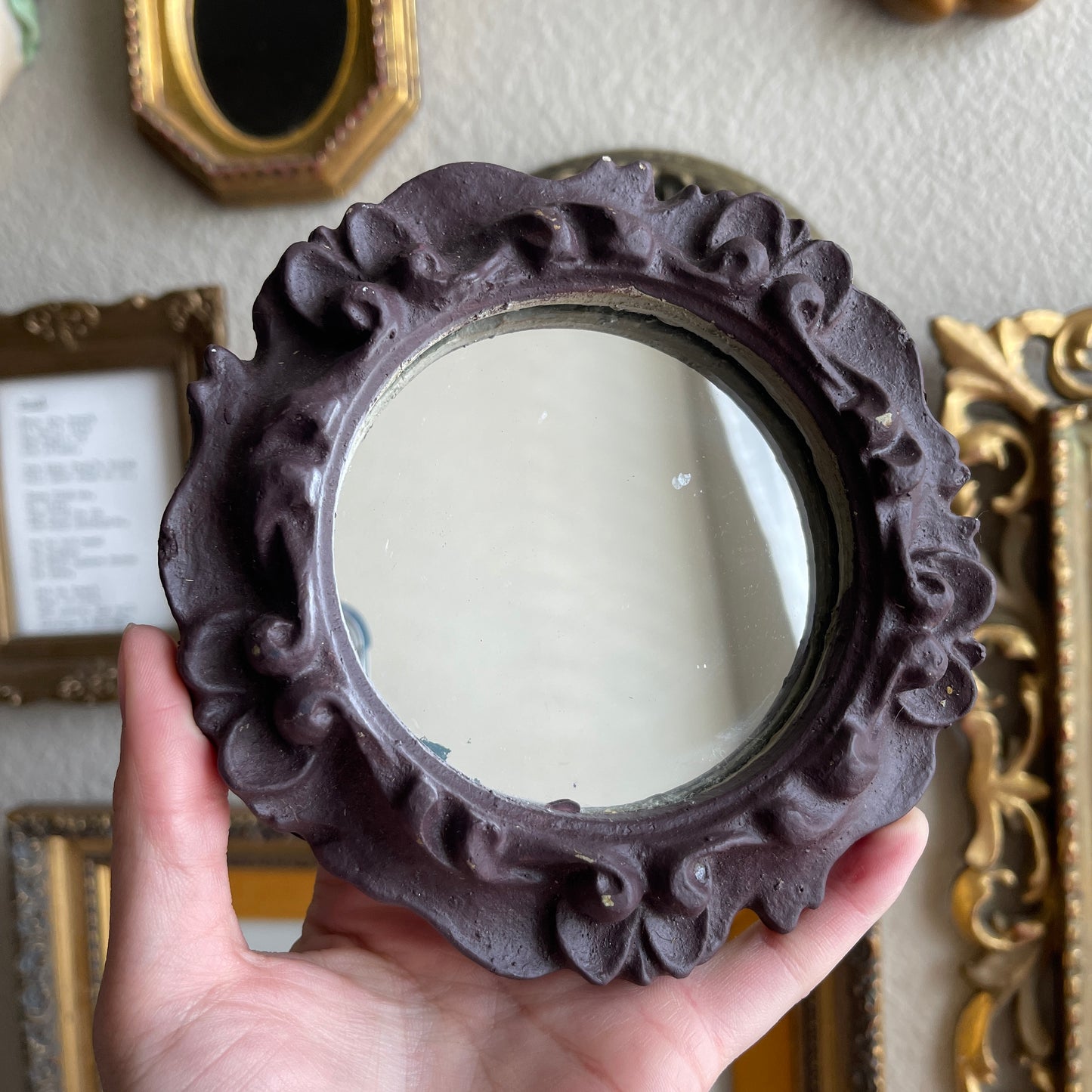 Purple plaster little circle Mirror