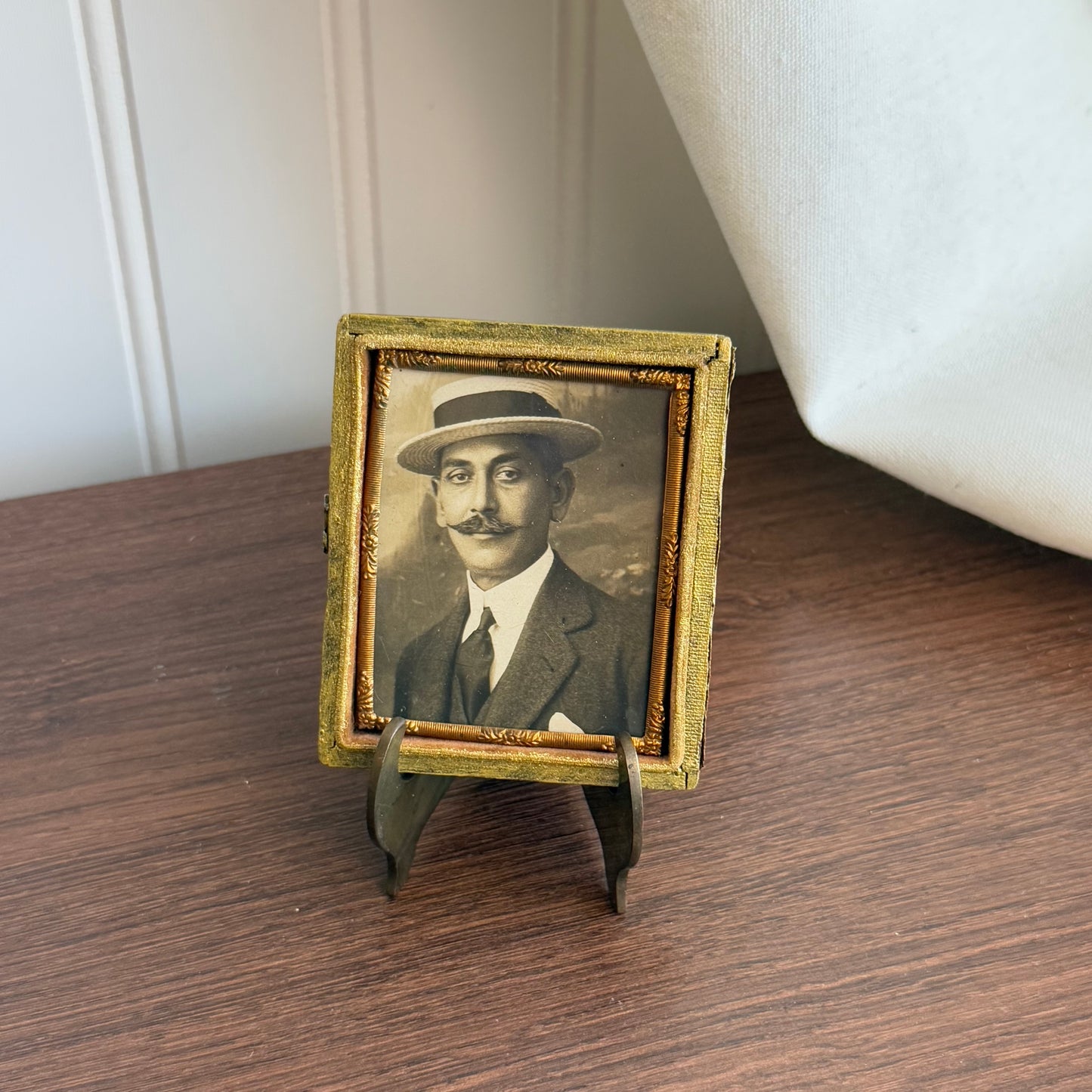 Vintage victorian leather embossed ambrotype Man photograph