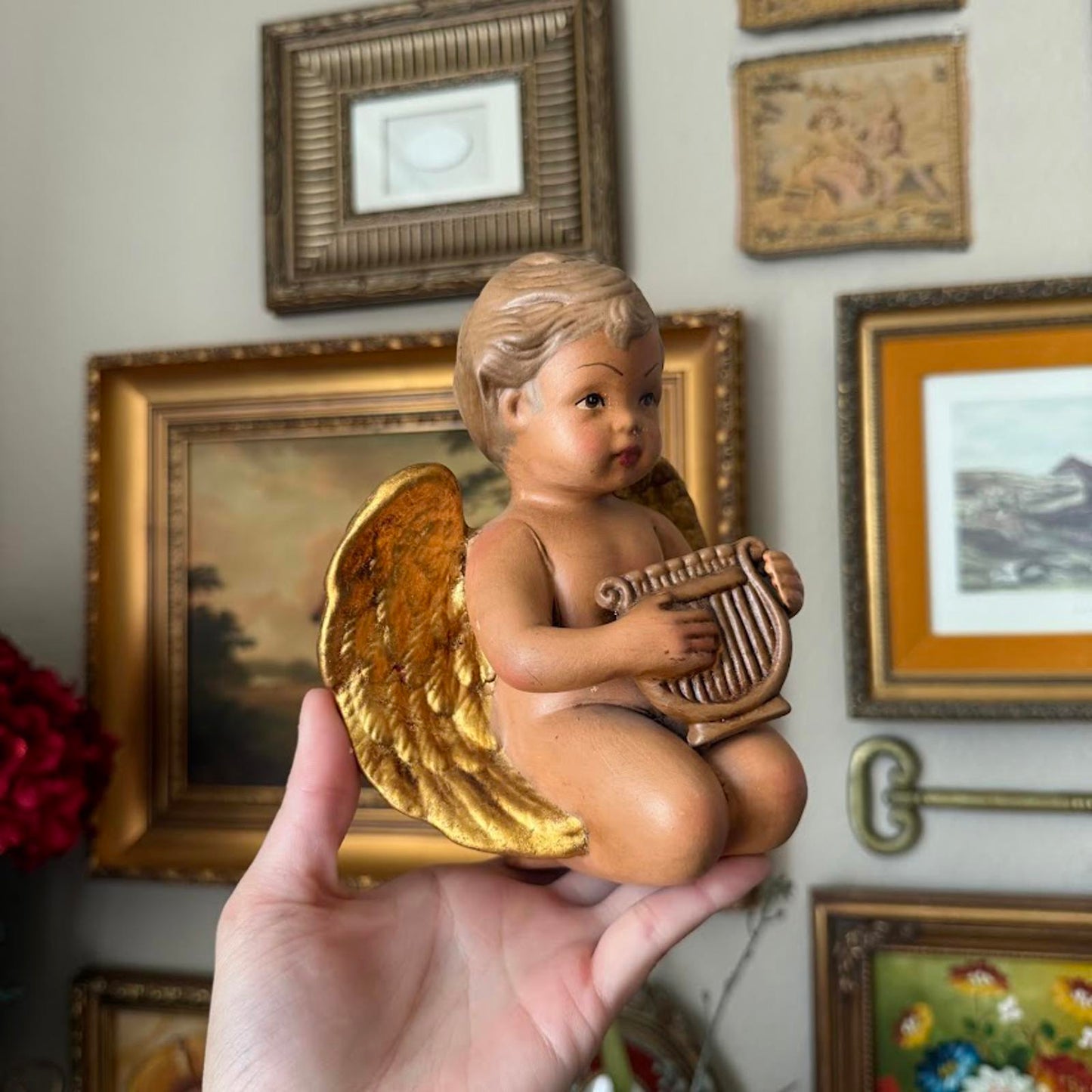 Vintage Hand-Painted Ceramic Cherub
