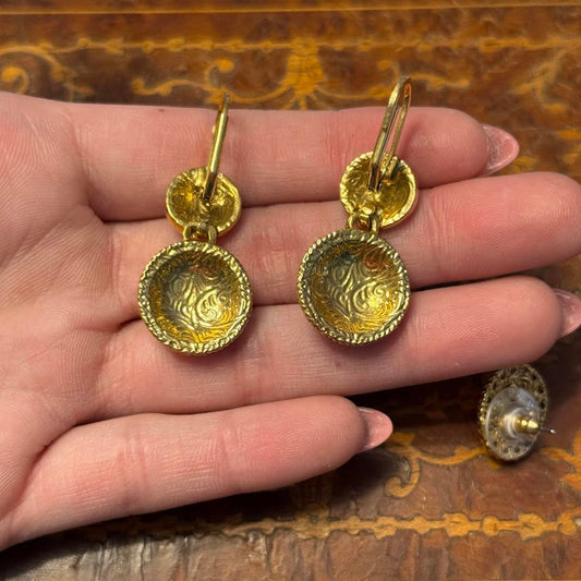 1928 Gold and faux pearl earring set