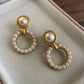 Circle faux Pearl swarovski clip on earrings