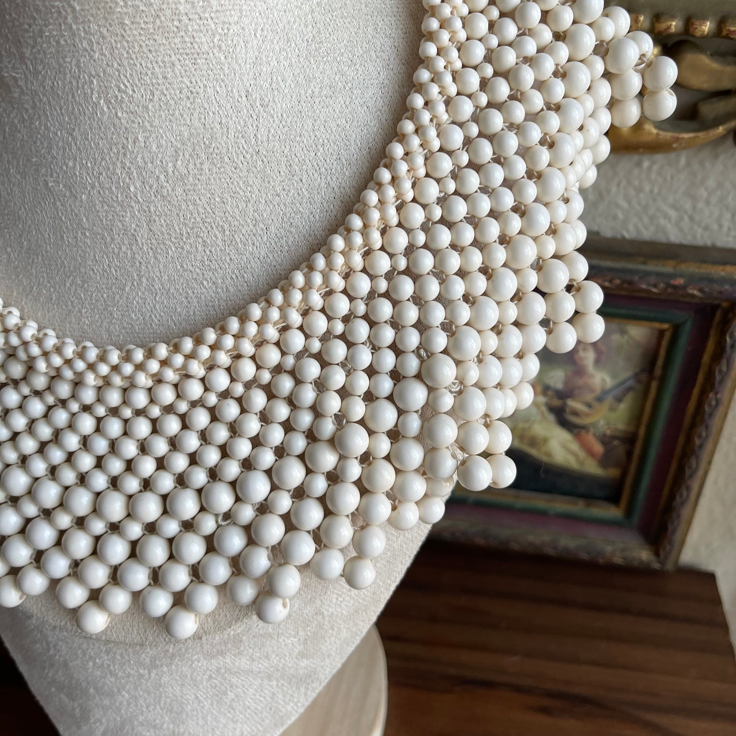 Vintage Bib collar Faux Pearl Necklace