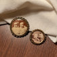 Vintage Baby pictures circle ornate brooch set