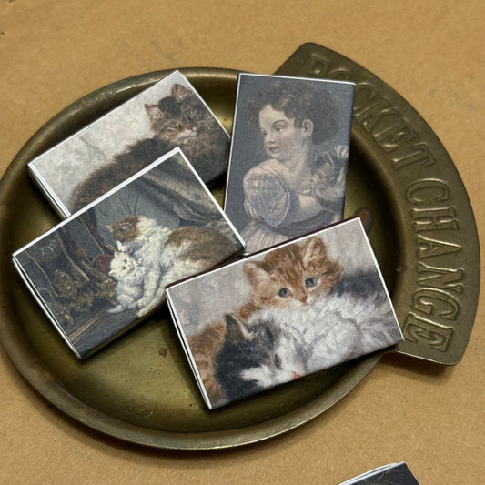 Vintage Style Cat Painting Print Matches