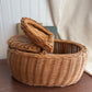 Wicker basket with Leather hinges two seperate sides